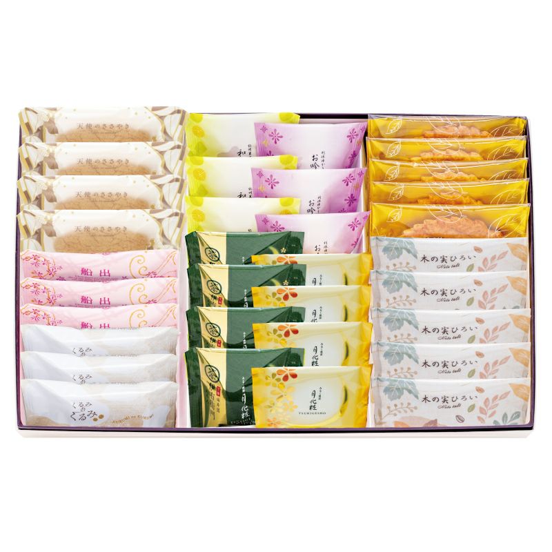 洋菓子詰合せ(天使5個・船出5個・木の実5個・リーフパイ5個・お吟さま3個、和菓山3個、月化粧4個・伊右衛門4個)