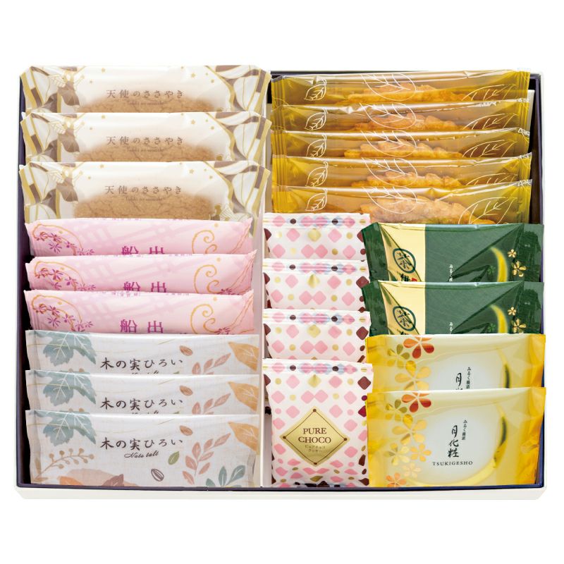 洋菓子詰合せ(天使3個・船出3個・木の実3個・リーフパイ5個・ピュアチョコ4個・伊右衛門2個・月化粧2個)