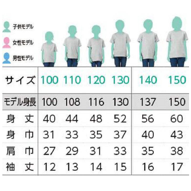 サイズ表／つきろーくんTシャツ